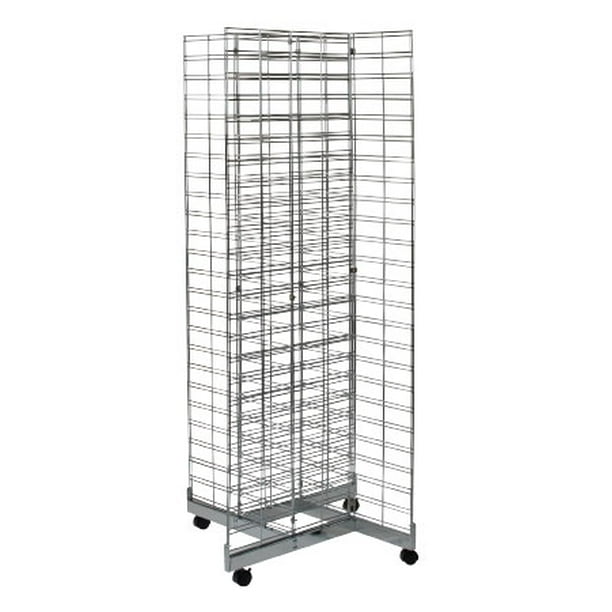 White Triangle Slat Grid Tower with Base & Casters White Triangle Slat Grid Tower with Base & Casters